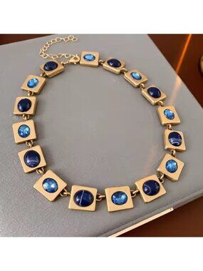 unique Gold and Blue Necklace